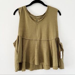 Free People Olive Green Ribbed Swing Tank - tags removed